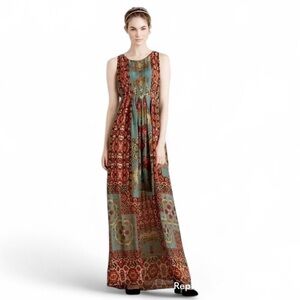 Hemant and Nandita for Anthropologie Mathilde Maxi Dress 100% Silk. Size M.